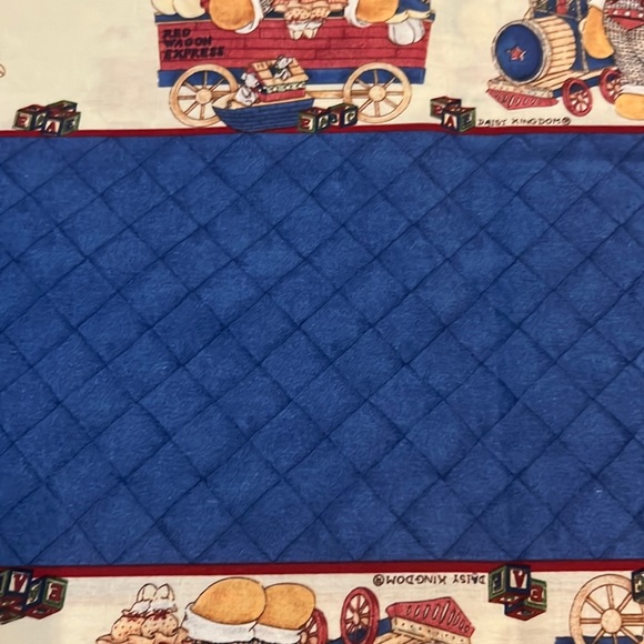 Vintage 1999 Sewing Fabric Daisy Kingdom #1810 Red Wagon Express 45” Bumper 2yds - Picture 4 of 8